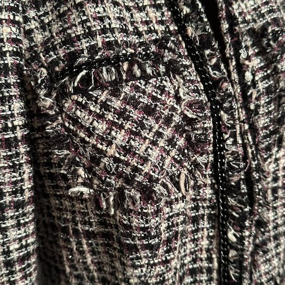 WHBM Tweed Purple Black and White Blazer W Black Chain Details size 6 - Picture 4 of 9